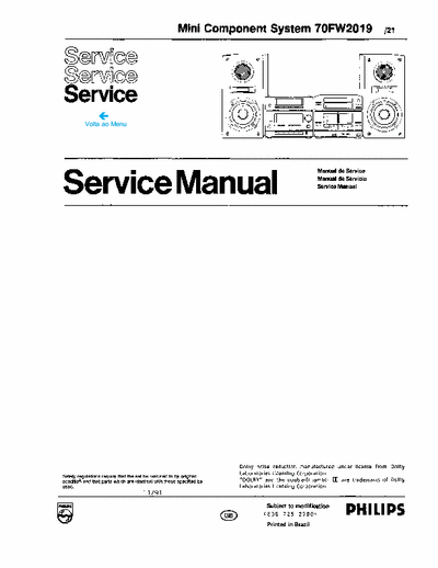 PHILIPS FW2019 S.MANUAL